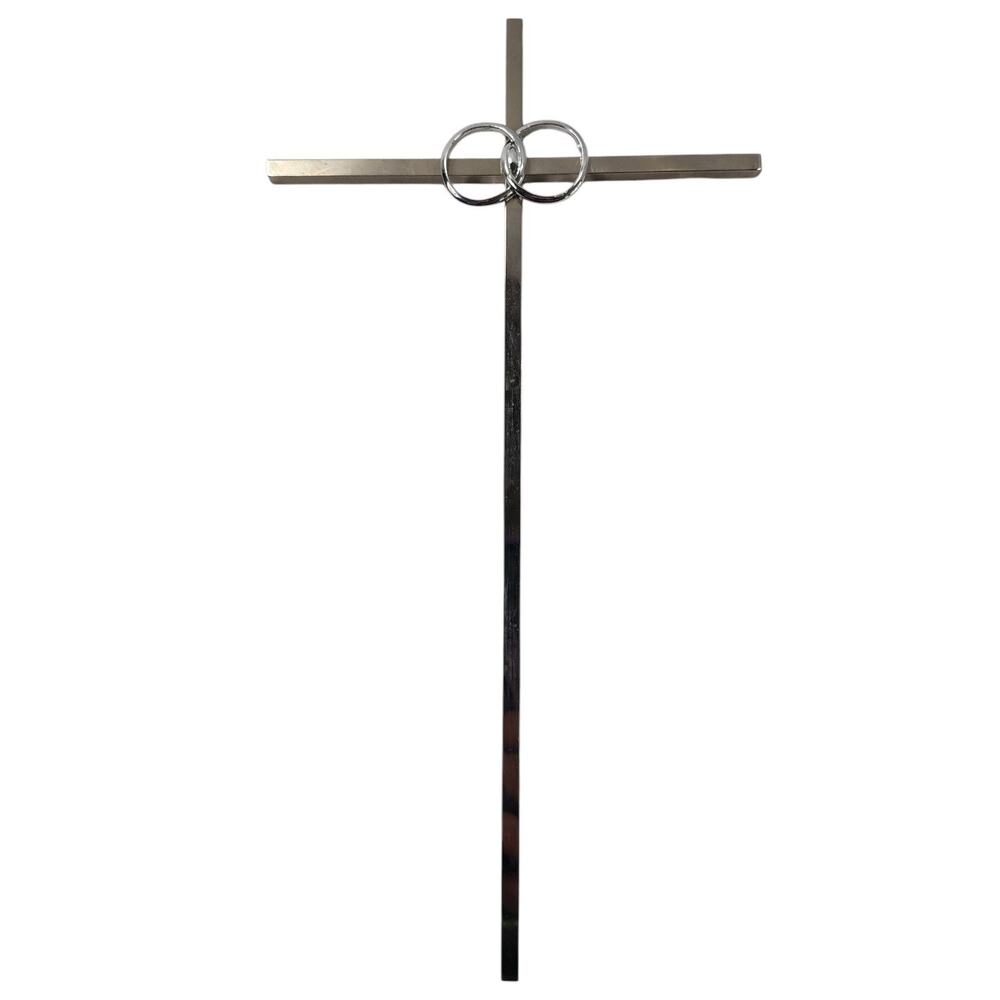 Unity Ring Wedding Wall Cross Decor Vintage Solid Metal Vintage 10" x 5"